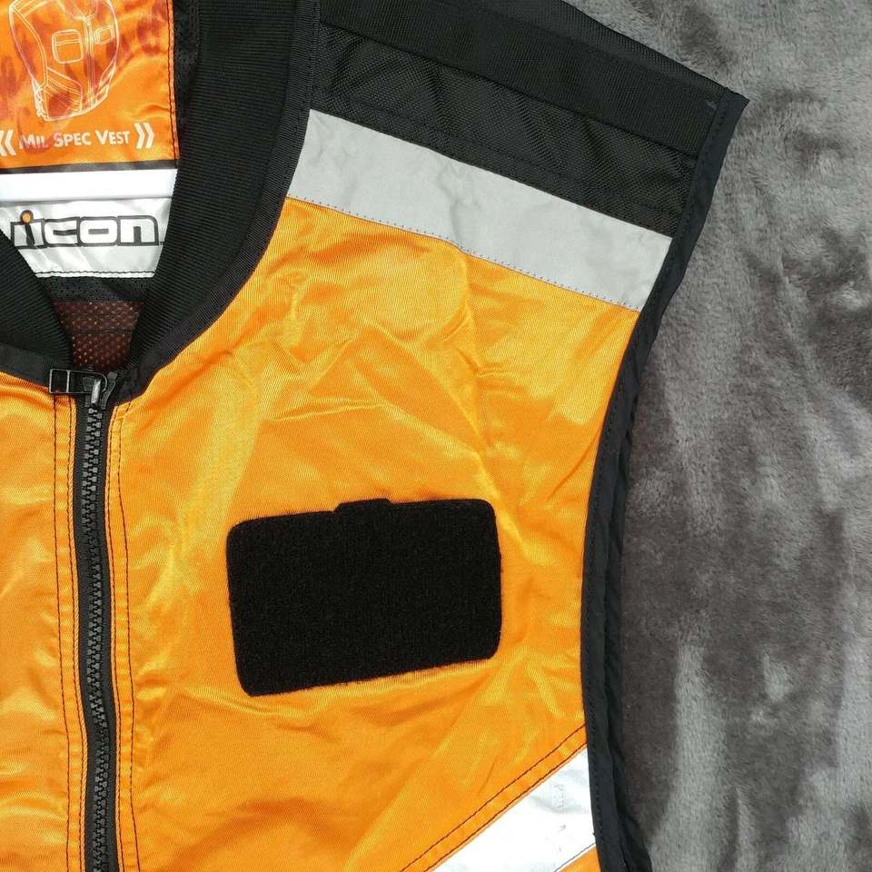 Chaleco de Motocicleta Icon Mil Spec Chaqueta Naranja Reflectante Cremallera Frontal Talla Regular Foto 4 de 4