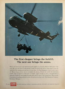 1965 Clark Equipment Buchanan Mi Marines Helicopter Ammo Vintge Print Ad