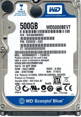 Western Digital WD5000BEVT-11A0RT0 500GB DCM: HACTJBBB