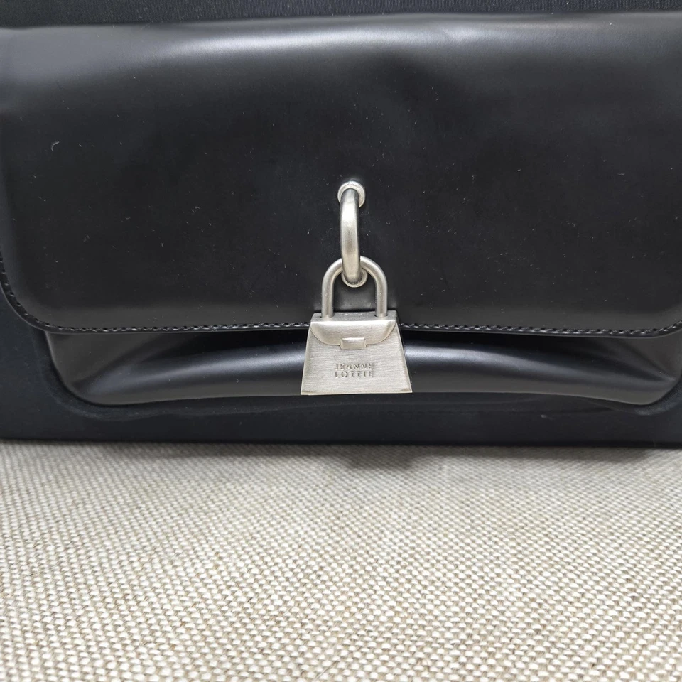 Bolso Jeanne Lottie vintage con asa superior de cuero negro liso mate estructurado Foto 3 de 4