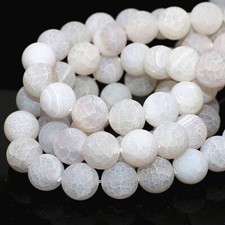 Natural 6/8/10/12mm White Dream Fire Agate Gemstone Round Loose Beads 15" AAA