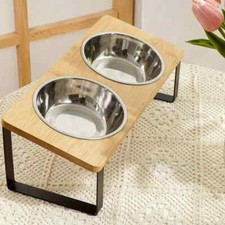 Elevated Raised Double Dog Cat Bowl Feeder Non Slip Food Water Feeding Pet Bowl