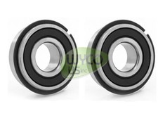 2 BALL BEARINGS W/ RETAINER (SNAP RING), 1616-2RS-NR, 1/2" ID x 1-1/8" OD 