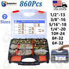 860Pcs Rivet Nut Kit Unc Rivnut Nutsert Assortment #6-32 #8-32 #10-24 1/4" 5/16"
