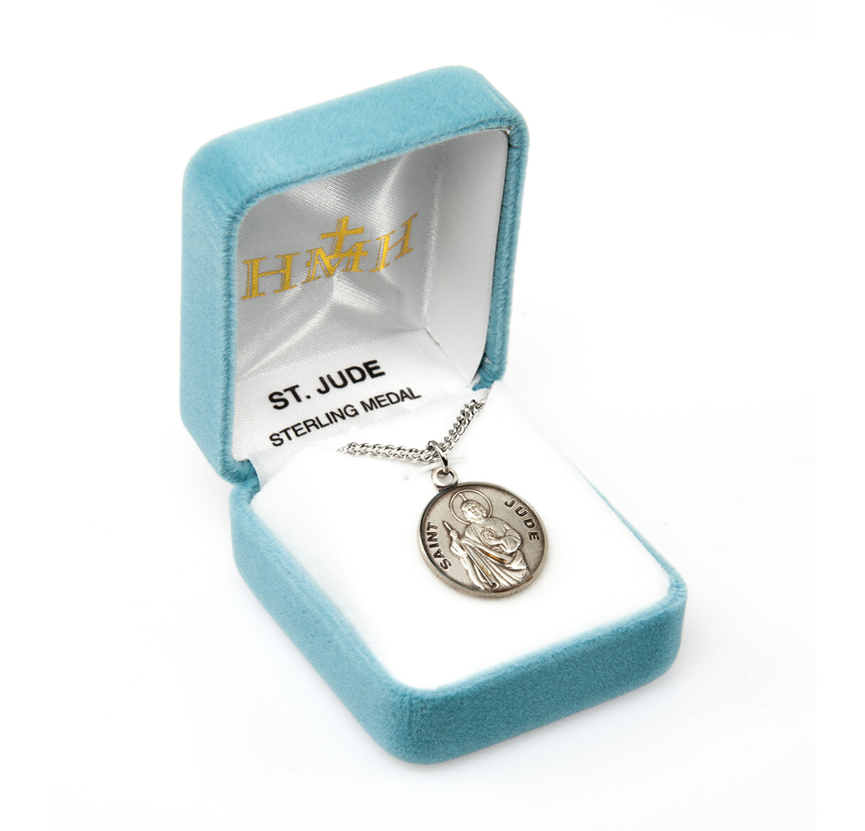 St Saint Jude 7/8" (22mm) Sterling Silver Round Medal + 20" Chain | eBay