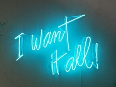 I Want It All Neon Sign Light Lamp Acrylic 20''x15'' Aqua Decor With Dimmer VH
