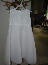 Pretty, formal, new homemade white voile girl's dress with umpire waist