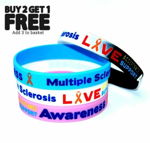 Multiple Sclerosis Medical Alert Bracelet Awareness Silicone Wristband Band - Picture 1 of 3
