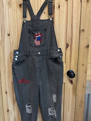 NEW! Junior s XL Overalls JK Miles Classic Redefined Jeans Gray Distressed Denim
