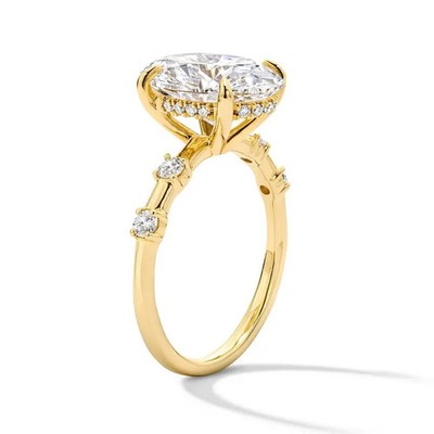 Laborgefertigter Diamant-Verlobungsring 2,0 kt Ovalschliff Testpass VVS1/D 18 K Gold