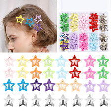 55Pcs 1.22" Star Hair Clips Cute Hair Clips for Girls Colorful Metal Snap Hair B