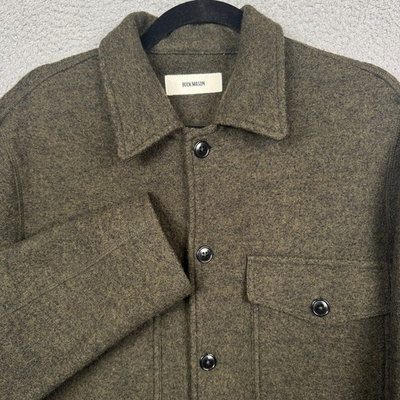 #ad #ad Buck Mason Shacket Mens M Olive Green Felted Wool Shirt Jacket Rugged Chore $294.12
