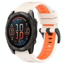 For Garmin Fenix 8 AMOLED 51mm Sport Two Tone Silicone Strap 26mm S