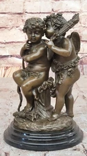 Carrier Bronze Twin Puti Brothers Figurine Classic Artwork Decorative Winged Sta