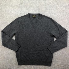 J.Crew Sweater Mens Medium Gray 100 Cashmere V Neck Knit Pullover Soft
