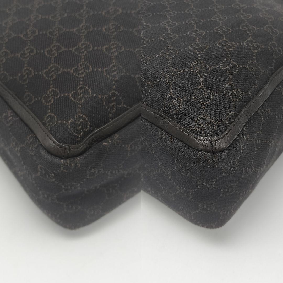 Gucci Tote Bag GG Canvas Leather Dark Brown Authentic Near Mint thumbnail 8