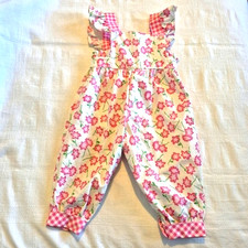 Baby Togs girls size 24 months jumpsuit, floral ruffles, snaps, Vintage pink EUC