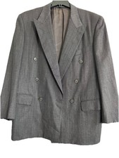 Vintage Ermenegildo Zegna Blazer Mens 42 Gray Double Breasted Peak Lapel Jacket