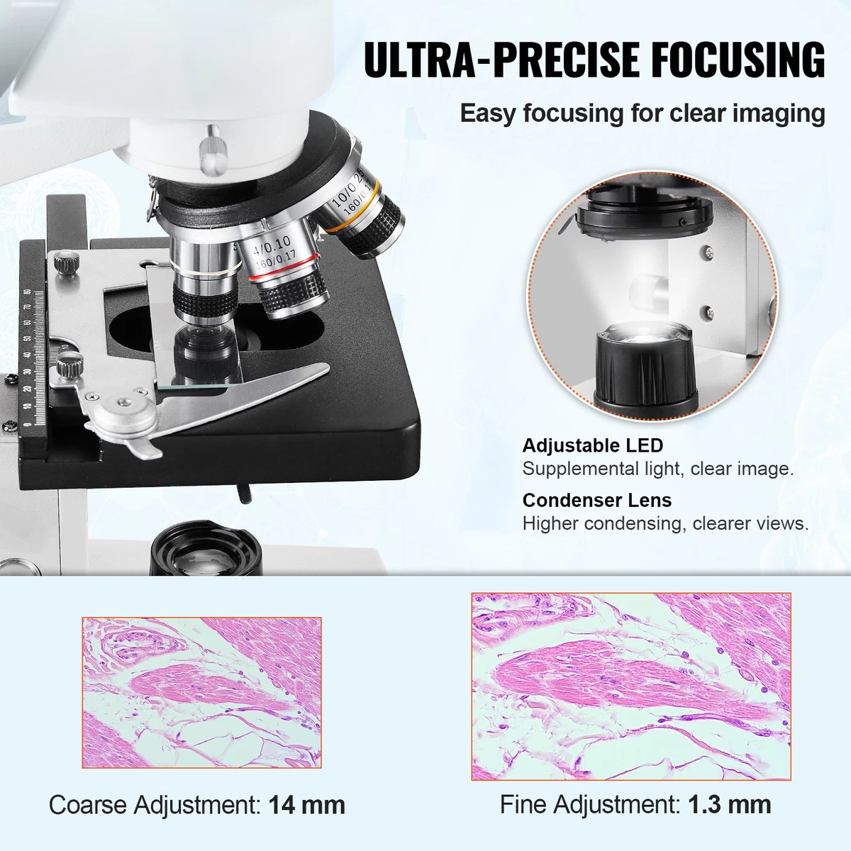 Microscopio Compuesto Trinocular 40X-5000X con Biología de Etapa 2 Capas