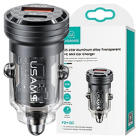 Usams 45W Auto-LadegeräT USB-C/USB SchnellladegeräT Schwarz