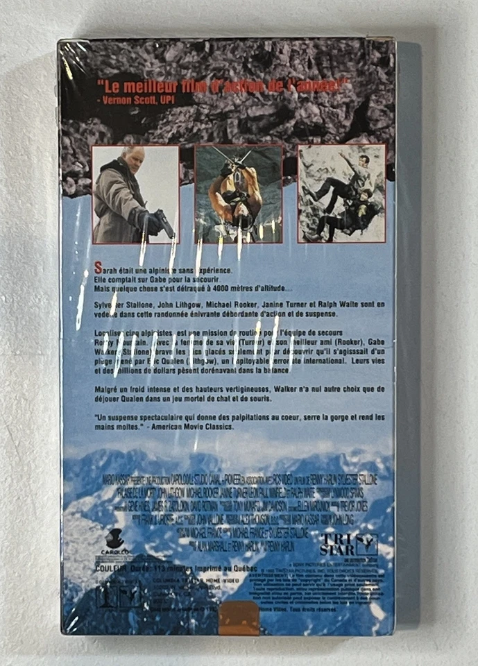 Cliffhanger (VHS, 1993) Canadien French Version, Brand New & Sealed, watermarks! - Image 2 of 4