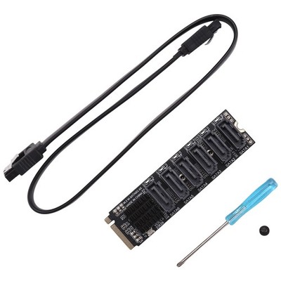 M.2 MKEY PCI-E Riser Karte M.2 NVME zu SATA3.0 PCIE zu  6Gpbsx6-Port Erweit9648