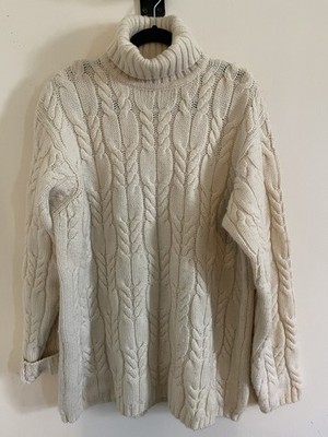 Vintage DNKY Donna Karen New York Chunky 100% Wool Oversized Turtleneck Sweater
