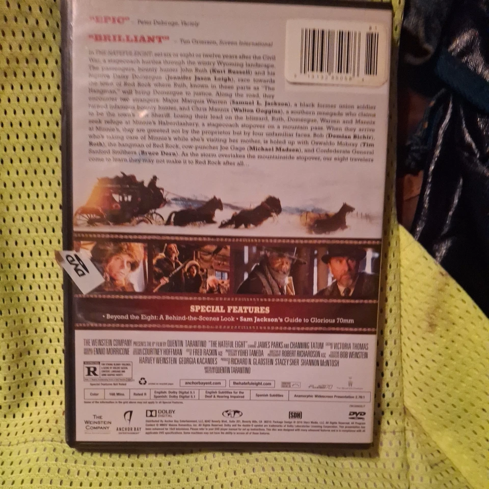 The Hateful Eight-Quentin Tarantino-2016 DVD Crime Drama Mystery New/Sealed Reg1 - Image 2 of 2