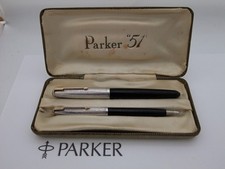Stunning Boxed Parker 51 ROLLED SILVER Set (FP&MP), Med 14K Nib, Serviced (M277)