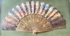 Antique Hand Painted Fan in Frame ZZ657