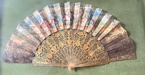 Antique Hand Painted Fan in Frame ZZ657