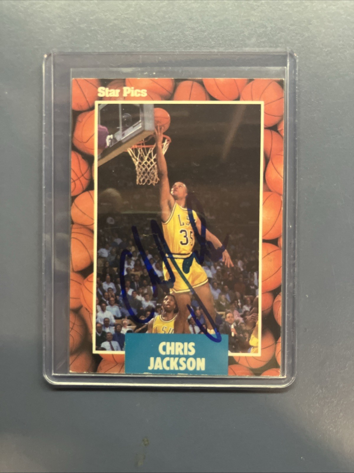 Chris Jackson SIGNED 1990 Star Pics Card #64 LSU Mahmoud Abdul-Rauf AUTO