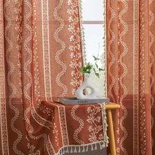 Boho Curtains Vintage Style Terracotta 50W x 84L 2 Pack