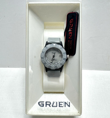 VTG 1980s GRUEN Gray Ladies Divers Style Watch Japan Quartz 28mm NEW OLD STOCK