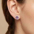 Luscious Lavender Purple Sapphire 12.60Ct 925 Sterling Silver Rose Gold Earrings