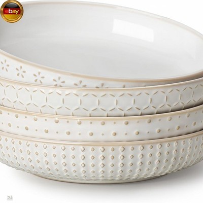 MALACASA Suppenteller 4er Set, 1570ml Große Suppenschalen Steingut
