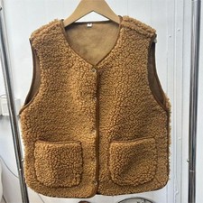 Ladies Body Warmer Gilet Lambswool Button Jacket Coat Fleece Fur Waistcoats