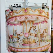 Carousel Horses Pastel Shades Peachy Soft Cushion Cover 45x45cm Plain Reverse