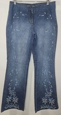 Vtg INC International Concepts Women's Size 8P Beaded Boot Light Wash Y2K Jeans