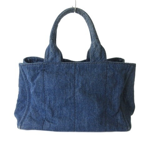 PRADA B1877B Canapa Tote Bag Handbag Denim Indigo AA Ladies thumbnail 2