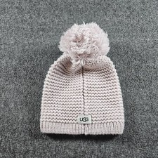 UGG Hat Beanie Fitted Womens One Size Pink Knit Pom Pom Winter Chunky Soft