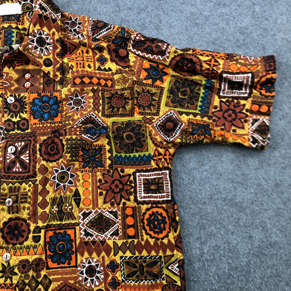 Camisa De Colección Barefoot In Paradise Para Hombre Grande Marrón Naranja Hawaiana Aloha Tiki Foto 3 de 4