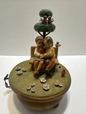ANRI Vintage Music Box Thorens Swiss Music Hand Made/Carved What Now My Love 