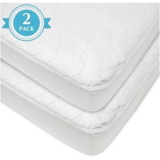 2 Pack Waterproof Fitted Crib Mattress Protector 52" x 28" Quilted Breathable