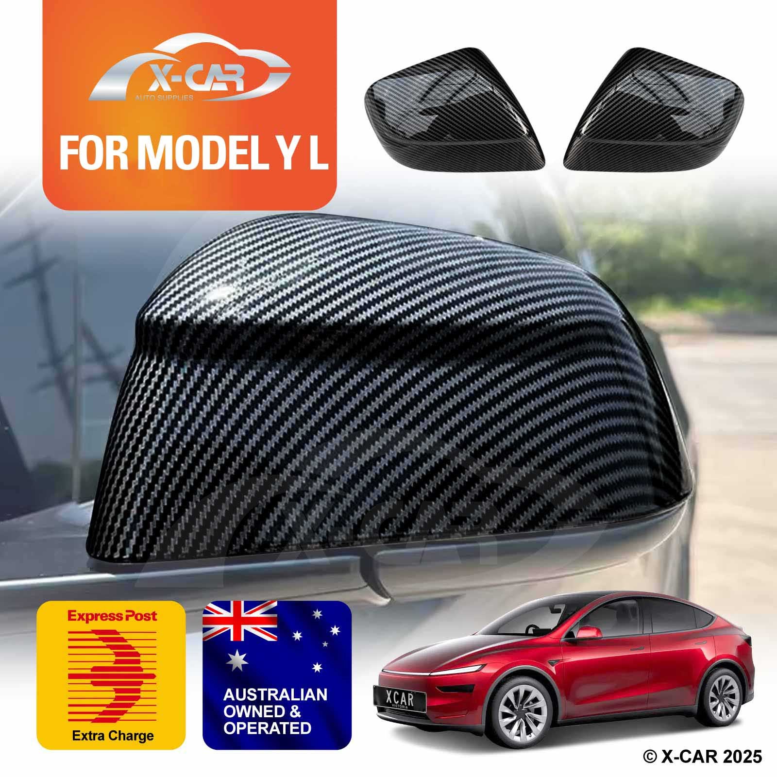 Rear View Mirror Trim Cover for Tesla Model Y L 6-Seat 26+ Side Cap Accessories