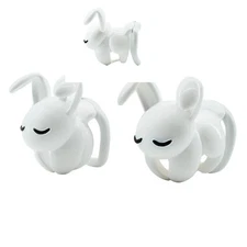 Cute White Chastity Cage Sissy Restraint Restrictive CB Lock with 6 Base Rings 