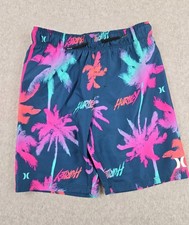 Hurley Swim Boys Size 7 Swimming Trunks Shorts Blue Palm Bathing Suit NWOT