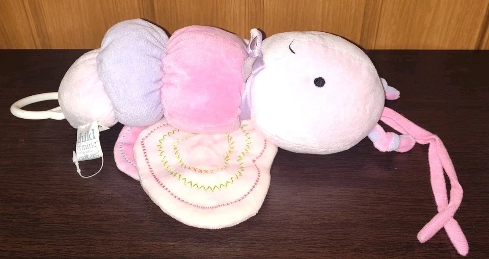 Carters Rosa Púrpura Mariposa Cuna Tirador Juguete Música Luces Niño de la Mía Arruga B Foto 4 de 4