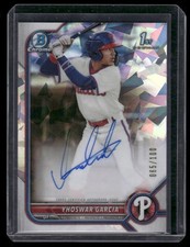 2022 Bowman Chrome Yhoswar Garcia Atomic Refractor 1st Prospect Auto /100