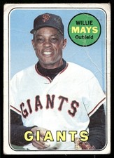 POOR WILLIE MAYS HOF 1969 TOPPS #190 CREASED LOW GRADE w/EYE APPEAL *TPHLC-4880